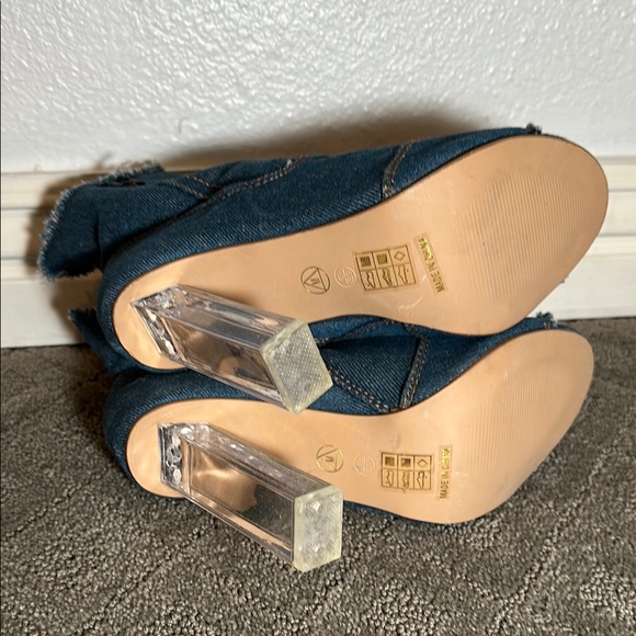 Denim Peep-Toe Ankle Boots - Picture 3 of 4